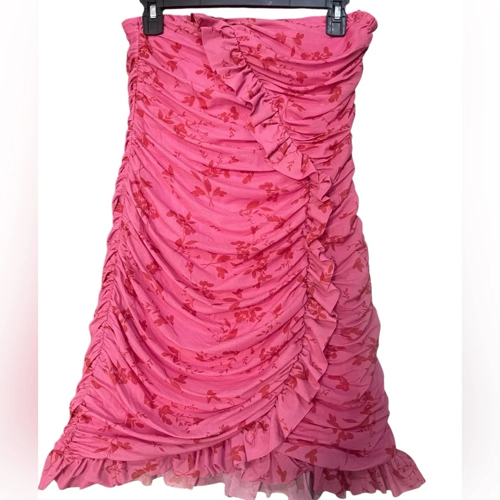Wild Fable Women's Sleeveless Ruched Ruffle Tube Mini Bodycon Dress‎